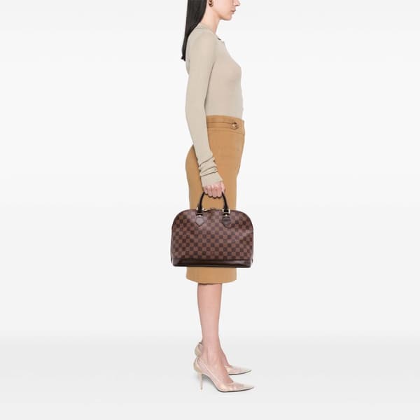 Pre-owned Louis Vuitton Damier Ebene Alma PM Brown