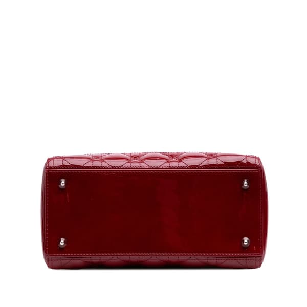 Pre-owned Dior Medium Patent Cannage Lady Dior Red
