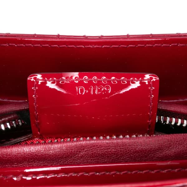 Pre-owned Dior Medium Patent Cannage Lady Dior Red
