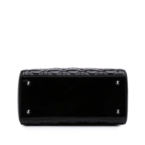 Pre-owned Dior Medium Patent Cannage Lady Dior Black