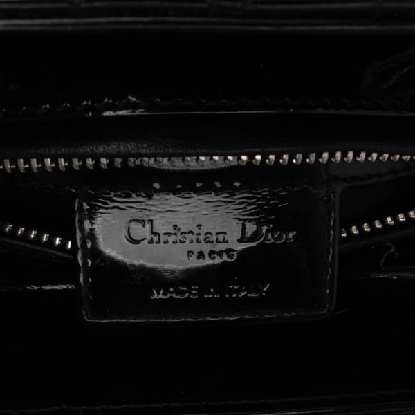 Pre-owned Dior Medium Patent Cannage Lady Dior Black