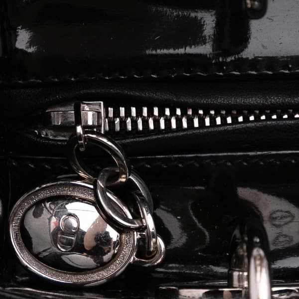 Pre-owned Dior Medium Patent Cannage Lady Dior Black