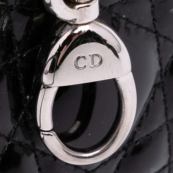 Pre-owned Dior Medium Patent Cannage Lady Dior Black