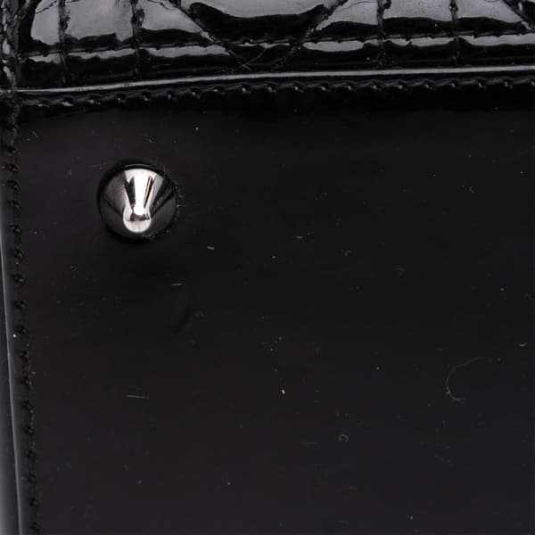 Pre-owned Dior Medium Patent Cannage Lady Dior Black