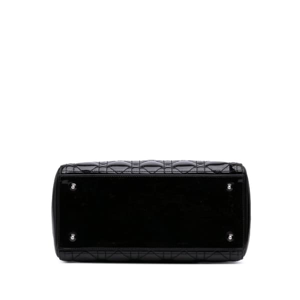 Pre-owned Dior Medium Patent Cannage Lady Dior Black
