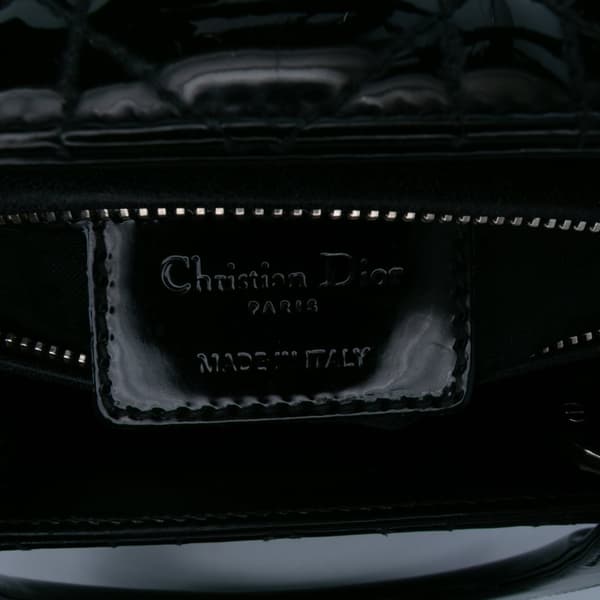 Pre-owned Dior Medium Patent Cannage Lady Dior Black