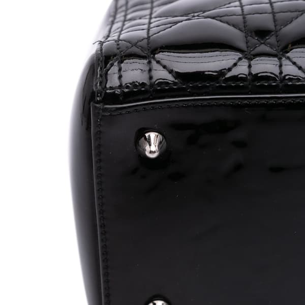 Pre-owned Dior Medium Patent Cannage Lady Dior Black