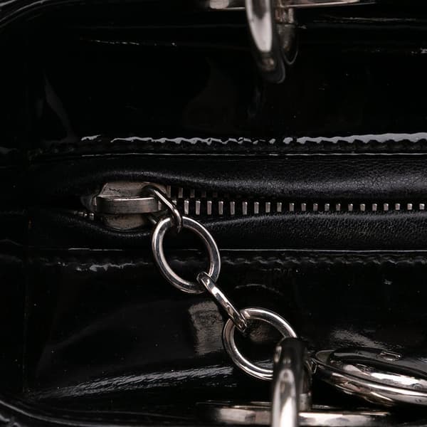 Pre-owned Dior Medium Patent Cannage Lady Dior Black
