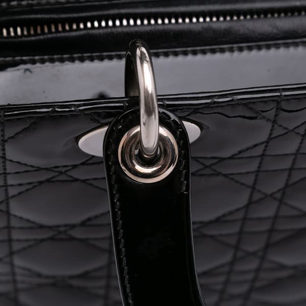 Pre-owned Dior Medium Patent Cannage Lady Dior Black