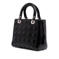 Miniatyrbilde 2 av 10: Pre-owned Dior Medium Patent Cannage Lady Dior Black