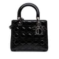 Miniatyrbilde 1 av 10: Pre-owned Dior Medium Patent Cannage Lady Dior Black