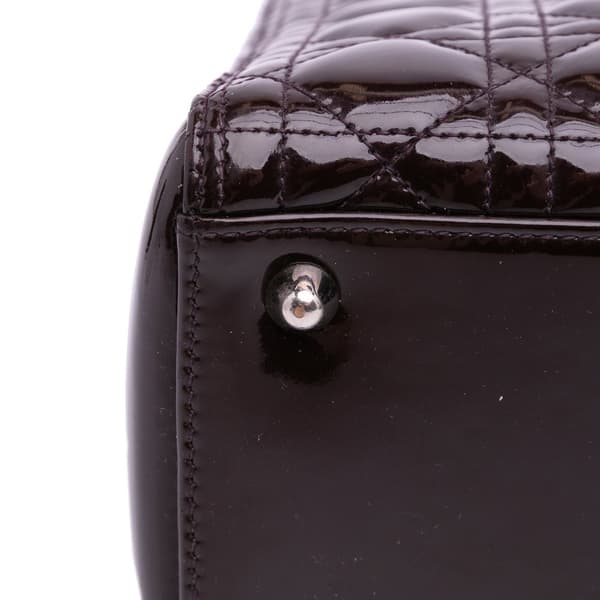 Pre-owned Dior Large Patent Cannage Lady Dior Purple