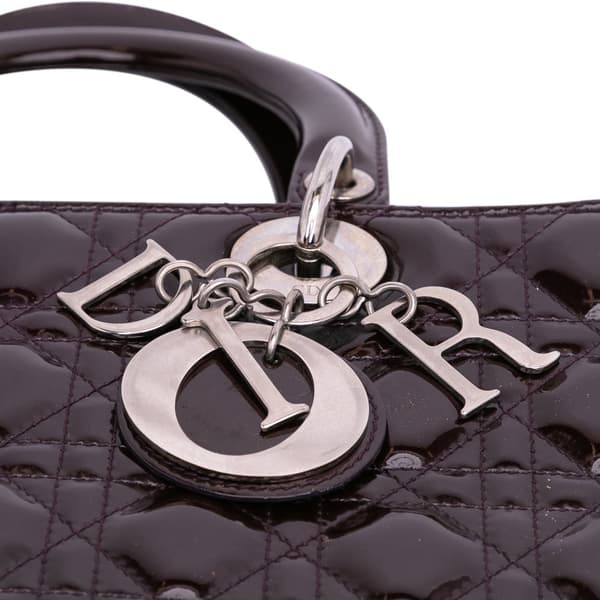 Pre-owned Dior Large Patent Cannage Lady Dior Purple