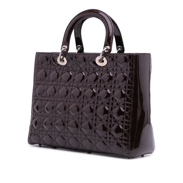 Pre-owned Dior Large Patent Cannage Lady Dior Purple