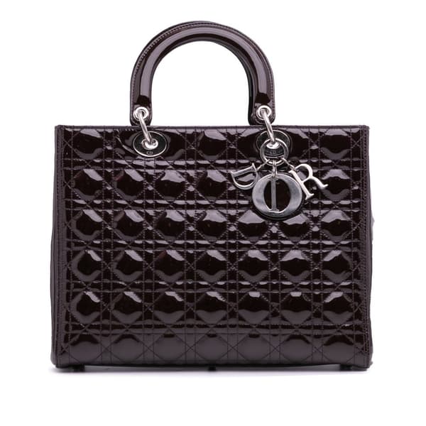 Pre-owned Dior Large Patent Cannage Lady Dior Purple