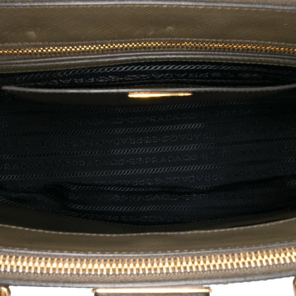 Pre-owned Prada Medium Saffiano Lux Galleria Double Zip Green