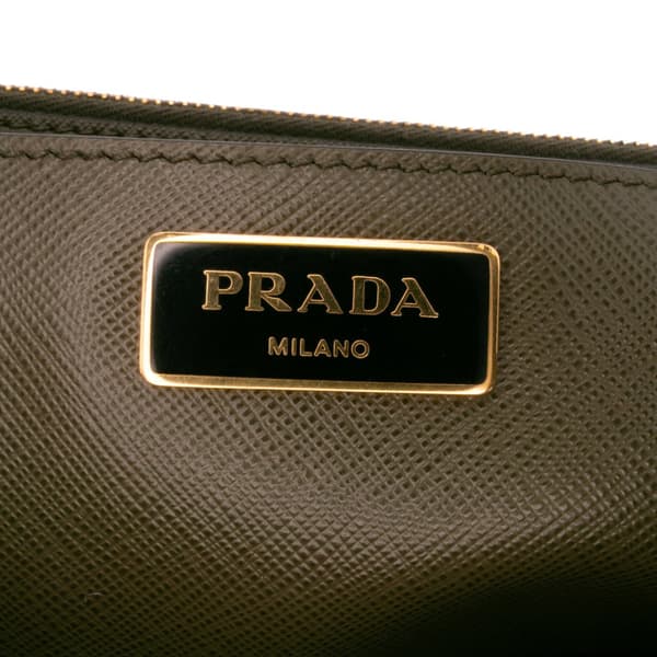 Pre-owned Prada Medium Saffiano Lux Galleria Double Zip Green