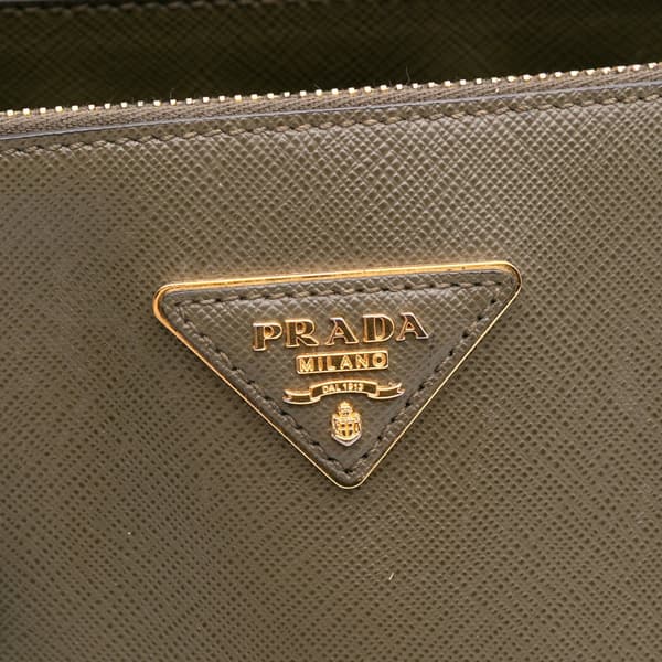 Pre-owned Prada Medium Saffiano Lux Galleria Double Zip Green