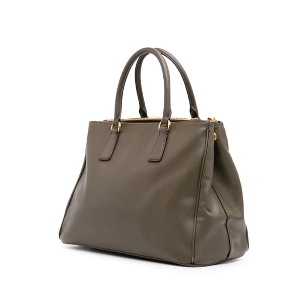 Pre-owned Prada Medium Saffiano Lux Galleria Double Zip Green