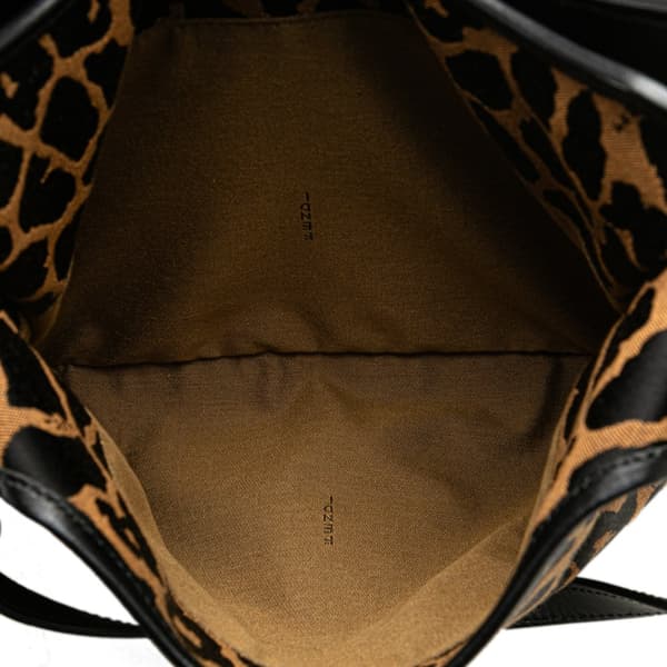 Pre-owned Fendi Leopard Print Chef Canvas Handbag Brown