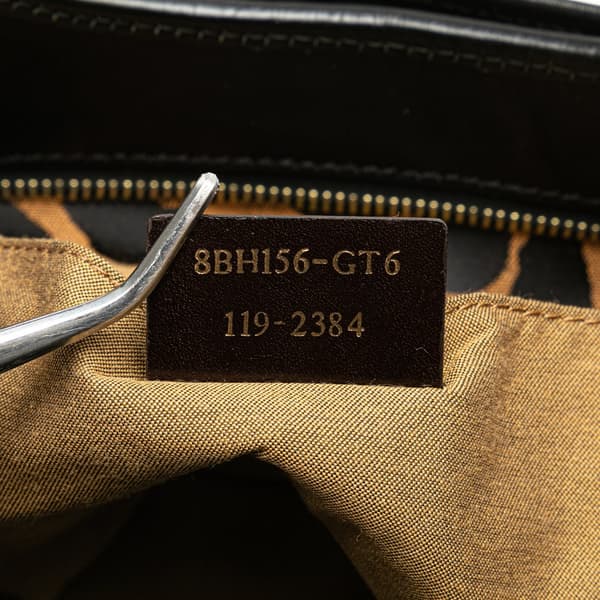 Pre-owned Fendi Leopard Print Chef Canvas Handbag Brown