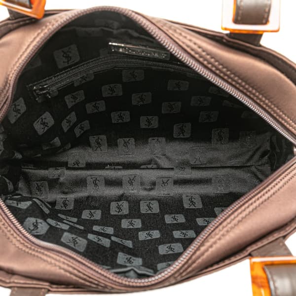 Pre-owned Yves Saint Laurent Nylon Tortoiseshell Handbag Brown