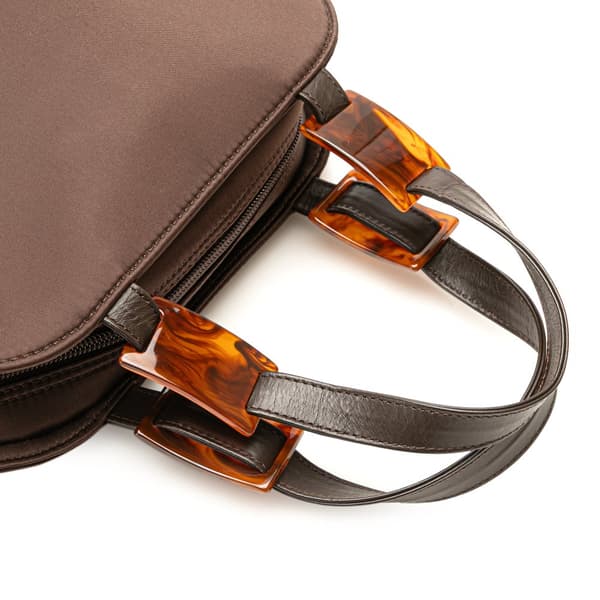 Pre-owned Yves Saint Laurent Nylon Tortoiseshell Handbag Brown