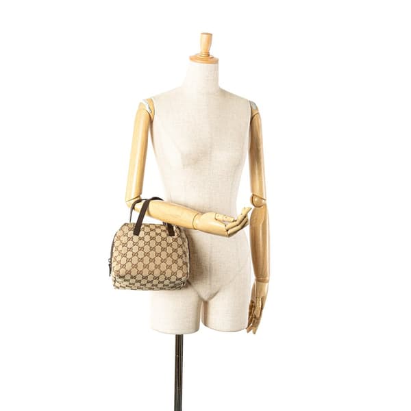 Pre-owned Gucci Mini GG Canvas Balthus Tofu Bag Brown