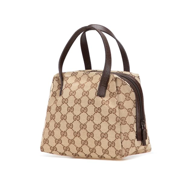 Pre-owned Gucci Mini GG Canvas Balthus Tofu Bag Brown