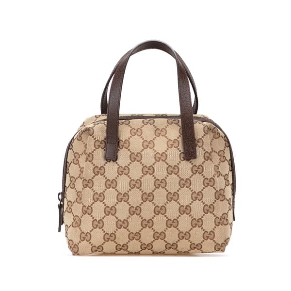 Pre-owned Gucci Mini GG Canvas Balthus Tofu Bag Brown