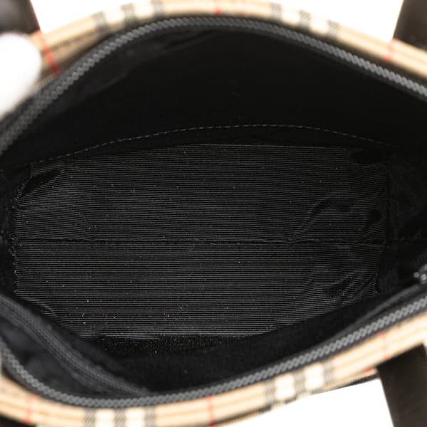 Pre-owned Burberry Haymarket Check Canvas Handbag Brown