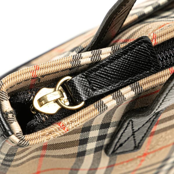 Pre-owned Burberry Haymarket Check Canvas Handbag Brown