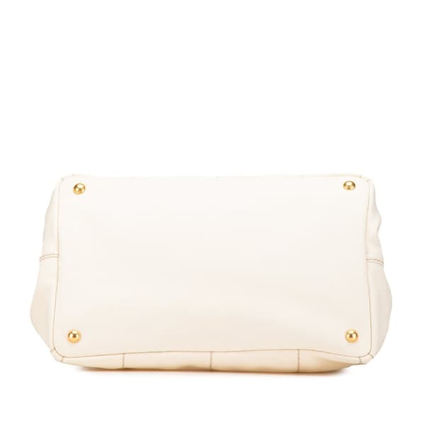 Pre-owned Prada Canvas Canapa Logo Satchel White