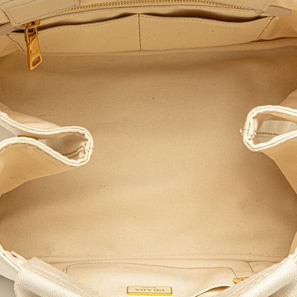 Pre-owned Prada Canvas Canapa Logo Satchel White