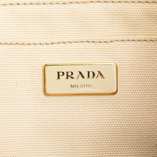 Pre-owned Prada Canvas Canapa Logo Satchel White