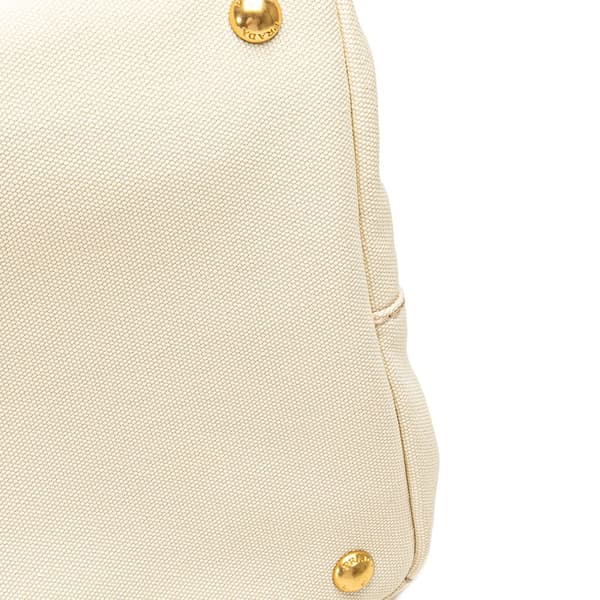 Pre-owned Prada Canvas Canapa Logo Satchel White