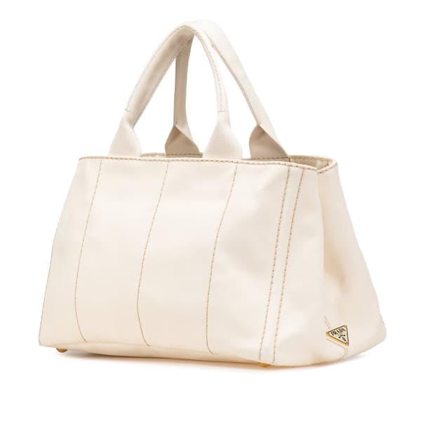 Pre-owned Prada Canvas Canapa Logo Satchel White