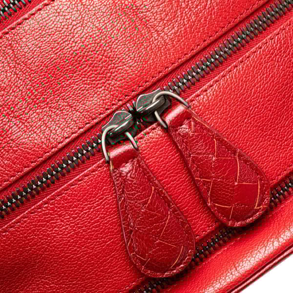 Pre-owned Bottega Veneta Small Madras Sfumato Brera Handbag Red