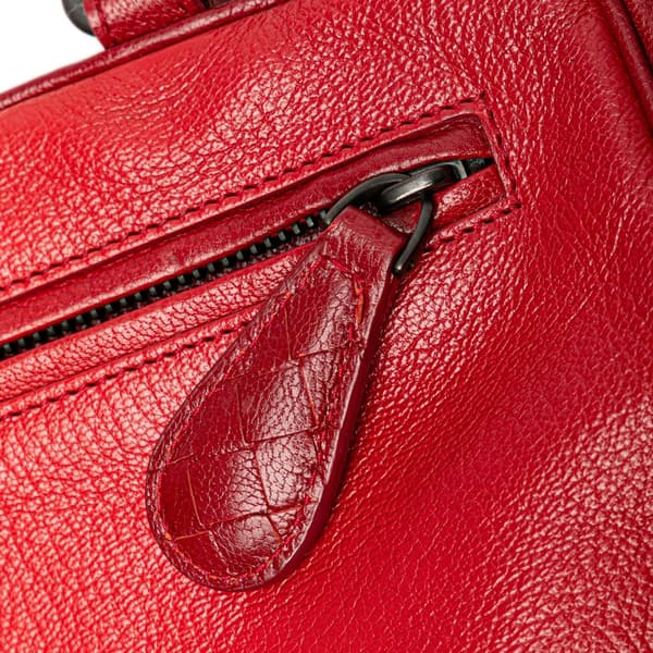 Pre-owned Bottega Veneta Small Madras Sfumato Brera Handbag Red