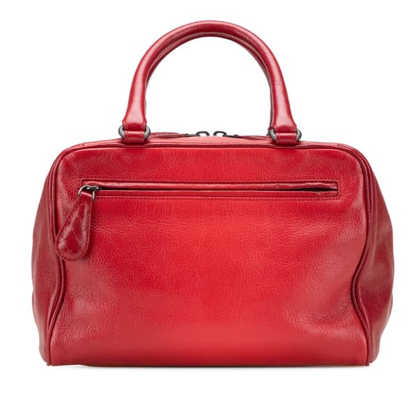 Pre-owned Bottega Veneta Small Madras Sfumato Brera Handbag Red