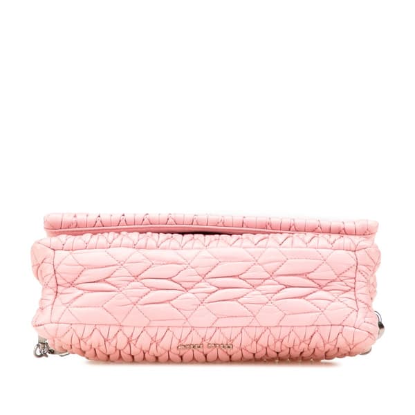 Pre-owned Miu Miu Matelasse Nappa Crystal Chain Satchel Pink