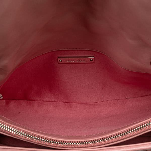 Pre-owned Miu Miu Matelasse Nappa Crystal Chain Satchel Pink