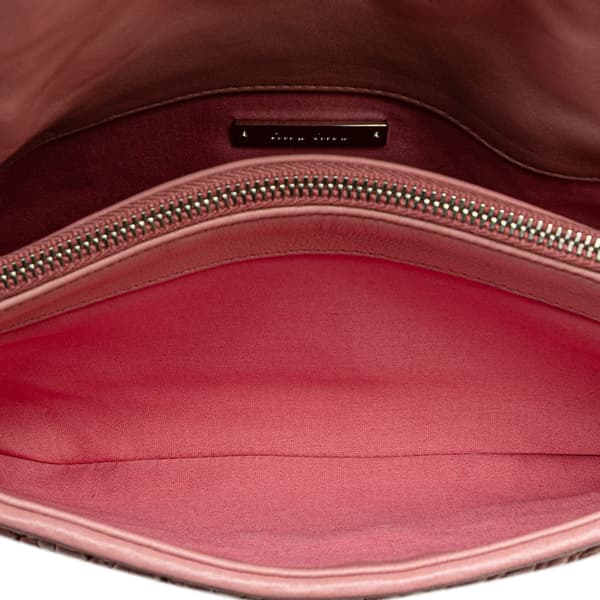 Pre-owned Miu Miu Matelasse Nappa Crystal Chain Satchel Pink