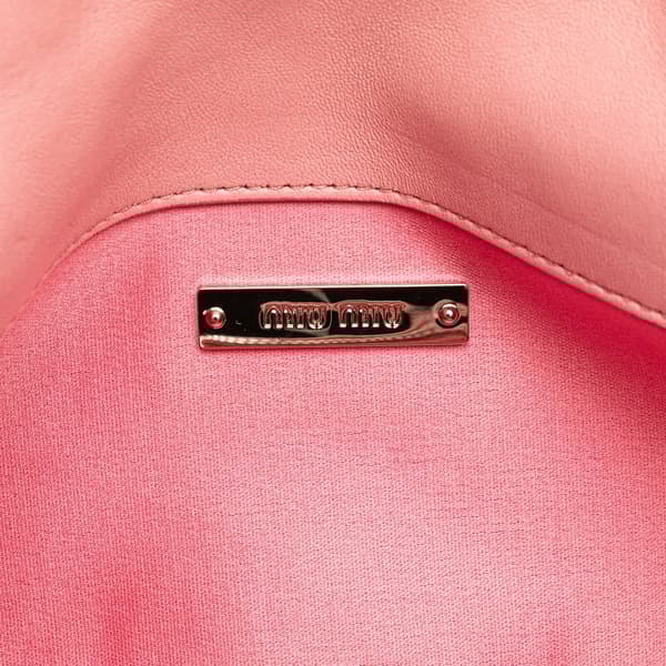 Pre-owned Miu Miu Matelasse Nappa Crystal Chain Satchel Pink
