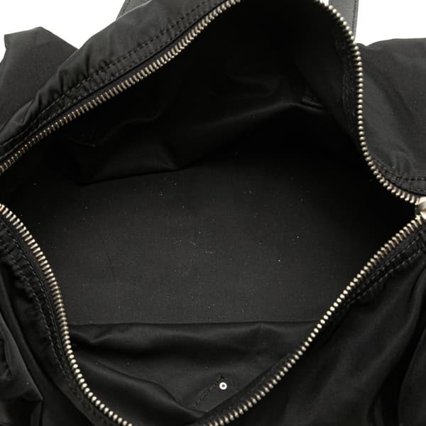 Pre-owned Prada Saffiano Trimmed Tessuto Handbag Black