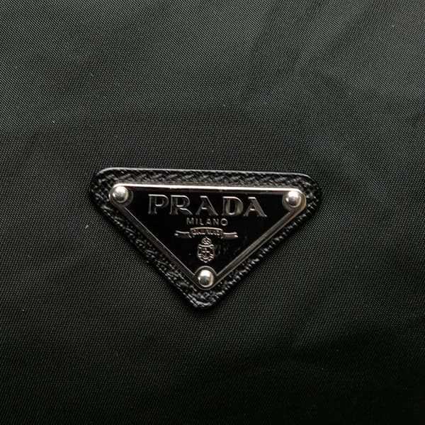 Pre-owned Prada Saffiano Trimmed Tessuto Handbag Black