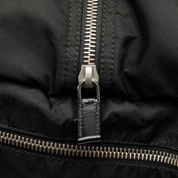 Pre-owned Prada Saffiano Trimmed Tessuto Handbag Black