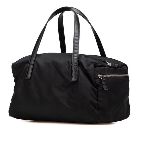 Pre-owned Prada Saffiano Trimmed Tessuto Handbag Black