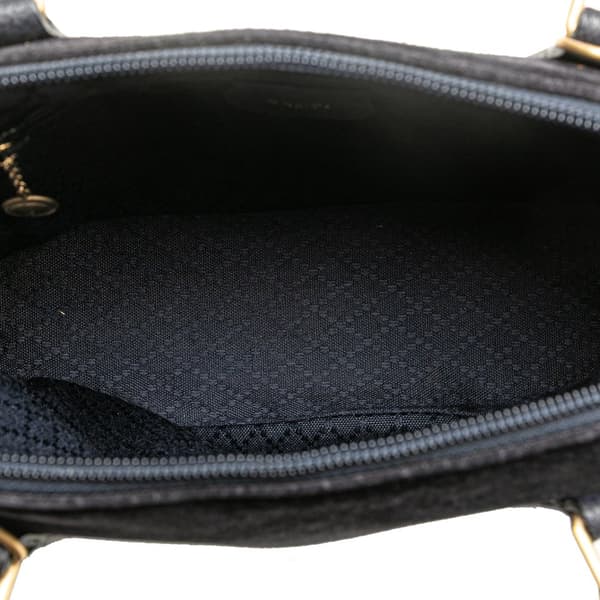 Pre-owned Gucci Suede Bamboo Dome Satchel Blue
