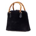 Miniatyrbillede 2 af 10: Pre-owned Gucci Suede Bamboo Dome Satchel Blue